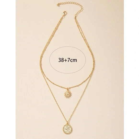 ✨Gold Sun Charm Layered Necklace (Boutique) - Picture 4 of 5